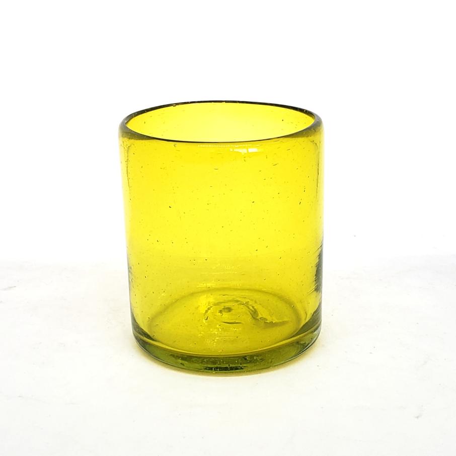 MEXICAN GLASSWARE / Solid Yellow 9 oz Short Tumblers (set of 6) / Enhance your favorite drink with these colorful handcrafted glasses.